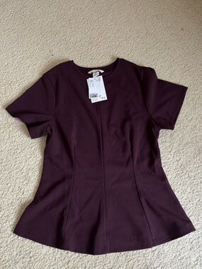 H&M Short Sleeve Peplum Top - Plum